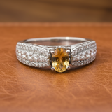 Citrine and Diamond 14K White Gold Ring 14853