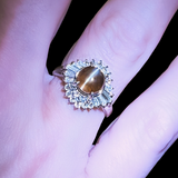 Cat's Eye Green Chrysoberyl & Diamond Platinum Ring