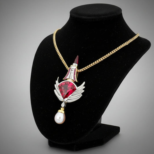 Estate Designer David Sacco Original "The Art Of Being" Rubellite Natural Fancy Light Pink Diamond Necklace 14920