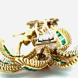 Italian Modern 1980's 18K Yellow God 15.00 cttw Yellow Sapphire, Emerald and Diamond Monkey on Palm Tree Brooch