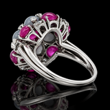 Estate Oscar Heyman Star Ruby & Star Sapphire Diamond Platinum Ring. All Weights Estimated.