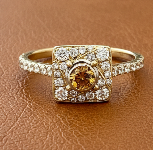 Leo Schachter Natural Fancy Orange Diamond Ring 14892