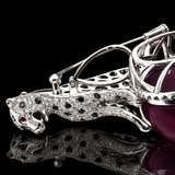 "If These Jewels Could Talk " - Estate Panthere 130.75ct. Rubellite, Diamond & Ruby Platinum Pendant/Brooch