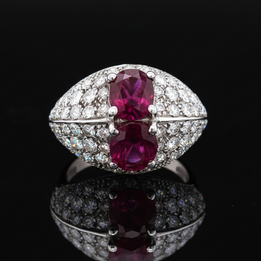 Ruby and Diamond 18K White Gold Ring