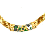 Asch Grossbardt Inlay Onyx, Mother of Pearl, Malachite 14k Yellow Gold Necklace