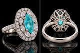 Designer M.C. Marchisio Natural Paraiba & Diamond 18KT White Gold Ring