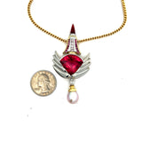 Estate Designer David Sacco Original "The Art Of Being" Rubellite Natural Fancy Light Pink Diamond Necklace 14920