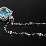 Estate Designer 5.42ct Santa Maria Aquamarine and Diamond 14K White Gold Necklace
