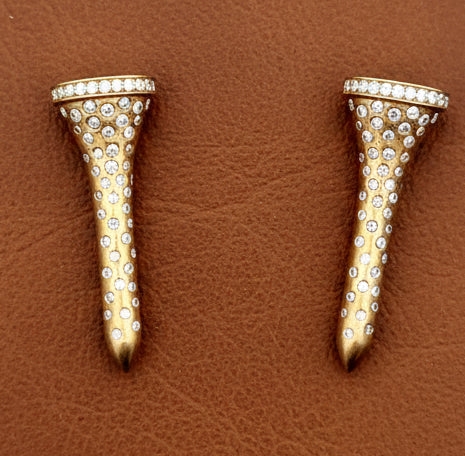 The Champion .58 cttw Diamond Yellow Gold Golf Tee Earrings 15446