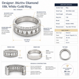 Modern Designer .86cttw Diamond 18K White Gold Ring