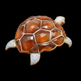 Kararis Tourmaline Diamond Turtle Pendant/Brooch