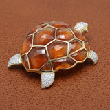 Kararis Tourmaline Diamond Turtle Pendant/Brooch