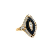 Vintage Onyx & Diamond 18K Yellow Gold Ring