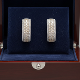 Diamond 14K White and Yellow Gold Huggie Earrings