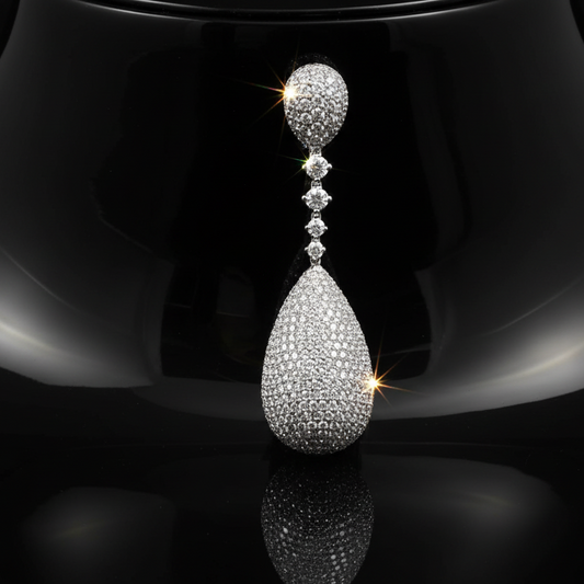High End 12.68cttw Diamond 18Kt White Gold Dangle Earring