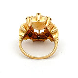 Estate Opal, Diamond and Blue Enamel 14K Yellow Gold Ring