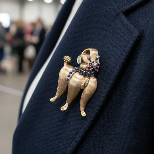 "Dog Show" Diamond, Ruby and Sapphire Pendant/Brooch