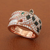 Black and White Diamond 14K Rose Gold Panther Ring