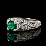 Estate Emerald & Diamond Platinum Ring