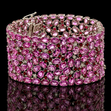 Estate Designer William Levine 115cttw Pink Sapphire, 7cttw Ruby and Diamond 18Kt White Gold Bracelet