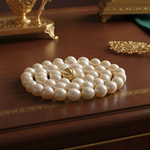 Light Golden South Sea Pearls 9x11mm 18K Yellow Gold Necklace