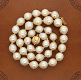 Light Golden South Sea Pearls 9x11mm 18K Yellow Gold Necklace