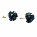 Italian Designer Valentini Blue Enamel and 18Kt Yellow Gold Earrings