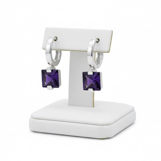 Italian Designer 3.80cttw Amethyst and 18Kt White Gold Earrings