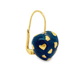 Italian Designer Valentini Blue Enamel and 18Kt Yellow Gold Earrings