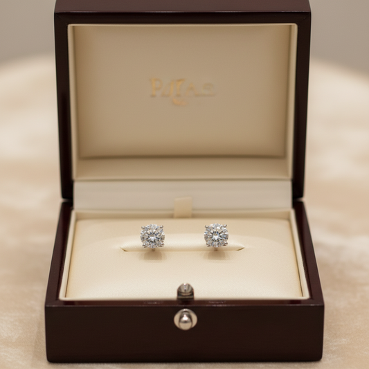 Champagne 1.50 cttw Round Brilliant Cut Diamond Stud Earrings