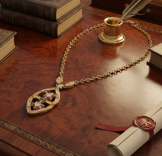 Estate Of Major Riddle aka Mr. Las Vegas Diamond, Ruby and Emerald 18k Yellow Gold 35" Necklace
