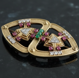 Estate Of Major Riddle aka Mr. Las Vegas Diamond, Ruby and Emerald 18k Yellow Gold 35" Necklace