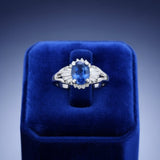 Estate 1.91 ct Fine Oval Sapphire Diamond Platinum Ring 14207