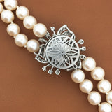 Vintage 1940's 7.5mm Japanese Akoya Cultured Pearl and Diamond 14K White Gold Necklace