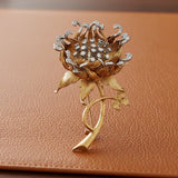 Vintage Italian "En Tremblant" Moving Petals Diamond and 14k/18k Yellow/White Gold Flower Brooch