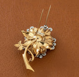 Vintage Italian "En Tremblant" Moving Petals Diamond and 14k/18k Yellow/White Gold Flower Brooch