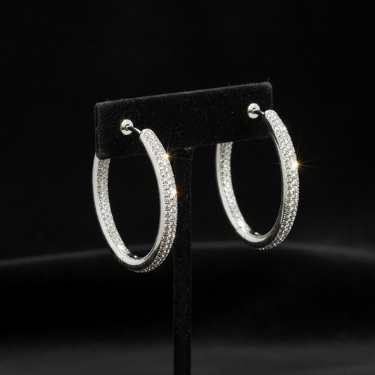 Designer Arato Of Italy Diamond In/Out Hoop 18K White Gold Earrings