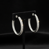 Designer Arato Of Italy Diamond In/Out Hoop 18K White Gold Earrings