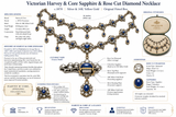Victorian Harvey & Core Sapphire & Rose Cut Diamond Silver/14K Gold Necklace with Original Fitted Box