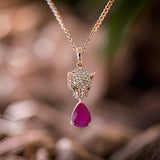Effy Ruby, Diamond and Tsavorite Panther Pendant and 14K Rose Gold Necklace