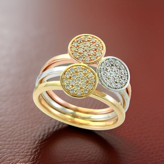 Effy Diamond and 14K White/Yellow/Rose Gold Ring