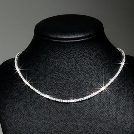 7.47 Diamond and 14K White Gold Straight Line Tennis Necklace