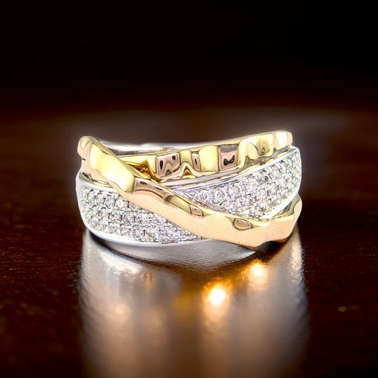 Effy Diamond and 14K White and Yellow Gold Ring