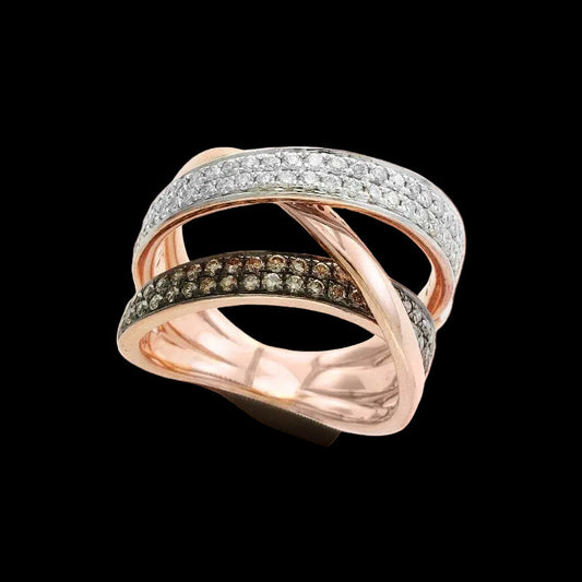 Effy Brown and White Diamond and 18K Rose Gold Bypass Ring