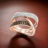Effy Brown and White Diamond and 18K Rose Gold Bypass Ring