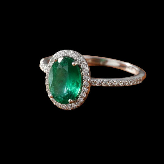 Effy 1.52 ct Emerald, Diamond and 14K White Gold Halo Ring