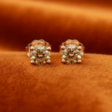 Natural Fancy Orange Diamond and 14K Yellow Gold Stud Earrings