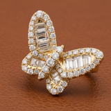 Fashionista Diamond and 18K Yellow Gold Butterfly Ring