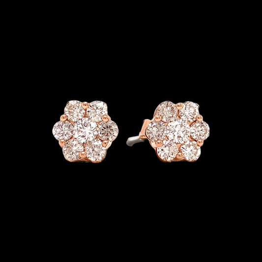 Maya Lianna 1.00 cttw Diamond Cluster 14K Rose Gold Earrings