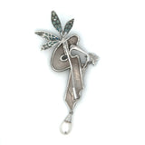 Estate Nouveau 1910 Company Diamond & Enamel 18K White Gold Pendant/Brooch Limited Edition #8 of 90